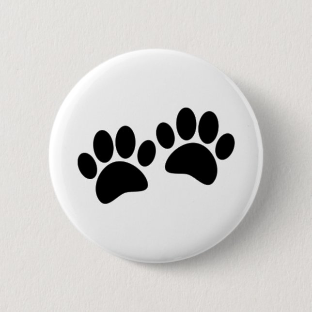 Cute Cartoon Black Puppy Paw Prints 6 Cm Round Badge (Front)