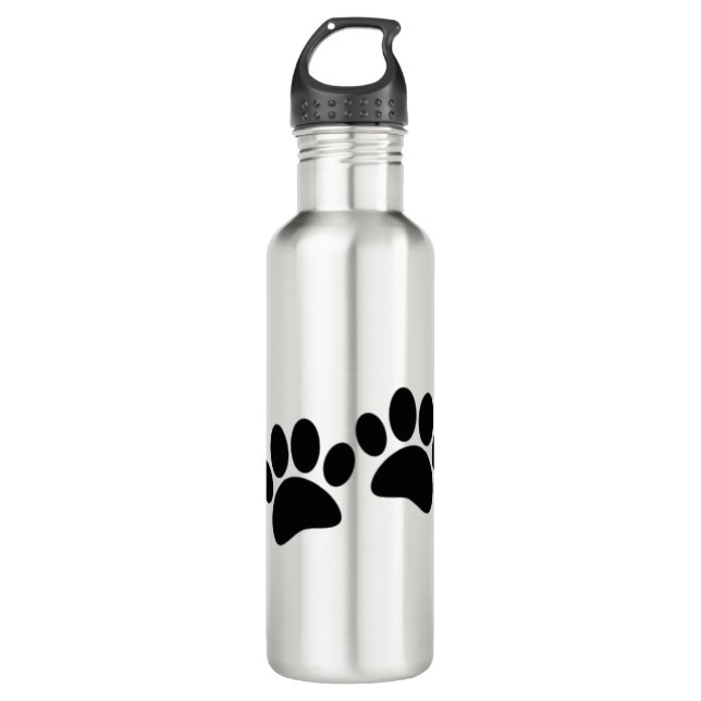 Cute Cartoon Black Puppy Paw Prints 710 Ml Water Bottle (Front)