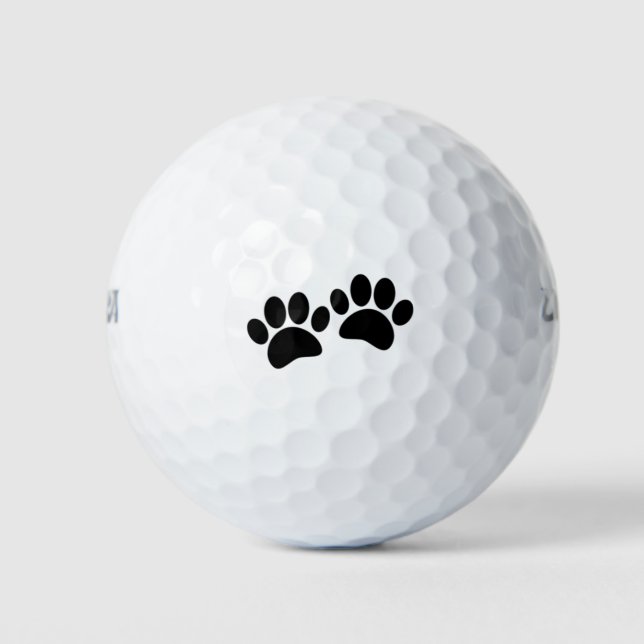Cute Cartoon Black Puppy Paw Prints Golf Balls (Front)