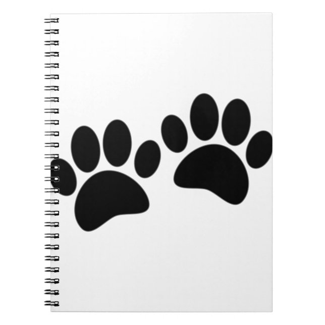 Cute Cartoon Black Puppy Paw Prints Notebook (Front)