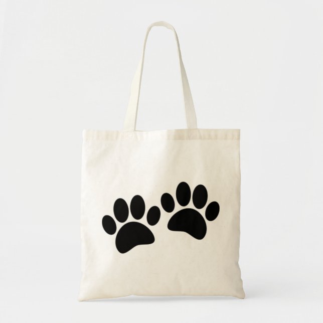 Cute Cartoon Black Puppy Paw Prints Tote Bag (Front)