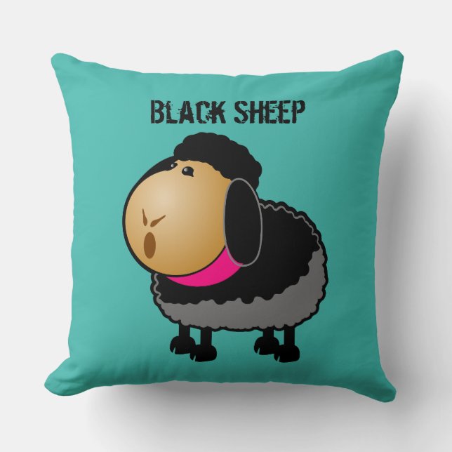Cute Cartoon Black Sheep Drawing Cushion (Front)