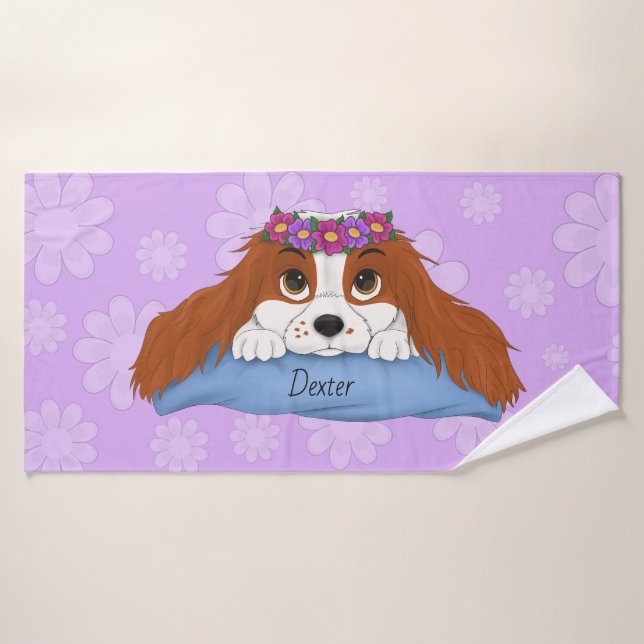 Cute Cartoon Blenheim Cavalier  Bath Towel (Bath Towel)