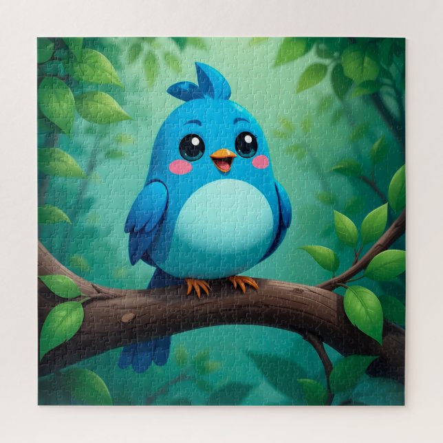 Cute Cartoon Blue Bird Jigsaw Puzzle (Vertical)