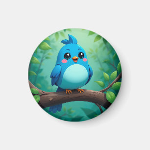 Cute Cartoon Blue Bird Magnet