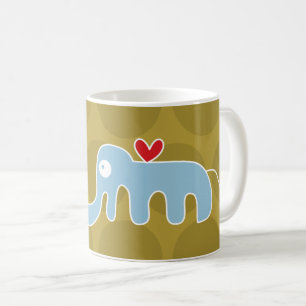 Cute Cartoon Blue Elephant & Fun Dots Children's Coffee Mug