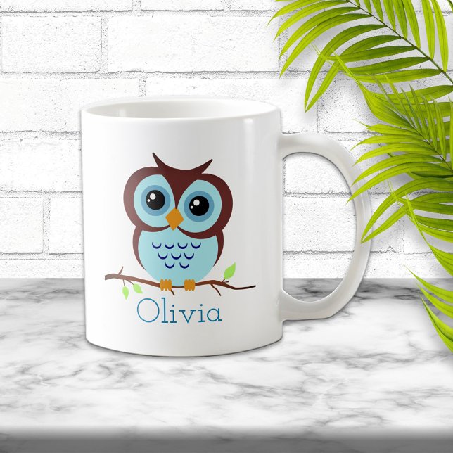 Cute Cartoon Blue Owl Coffee Mug (Creator Uploaded)