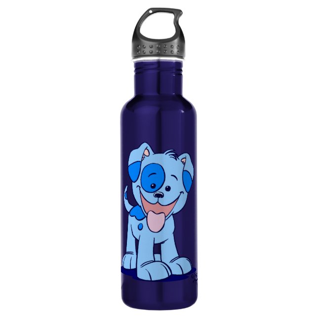 Cute Cartoon Blue Puppy 710 Ml Water Bottle (Front)