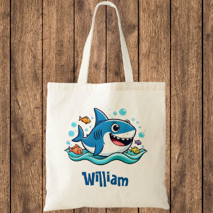 Cute Cartoon Blue Shark Tote Bag