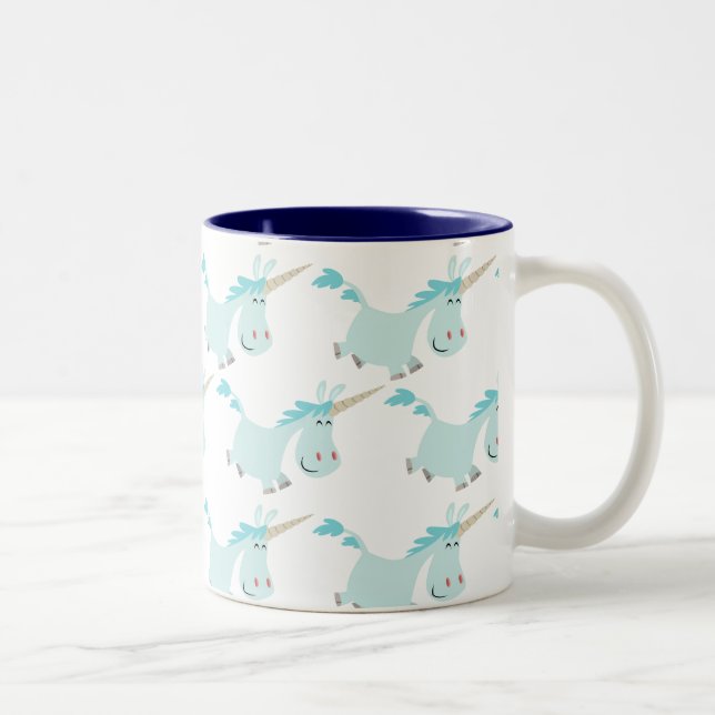 Cute Cartoon Blue Unicorns mug (Right)