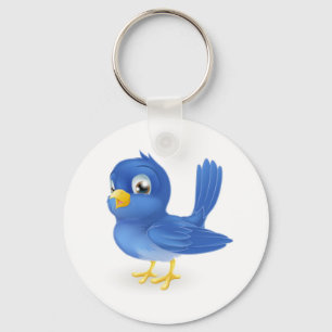 Cute cartoon bluebird key ring
