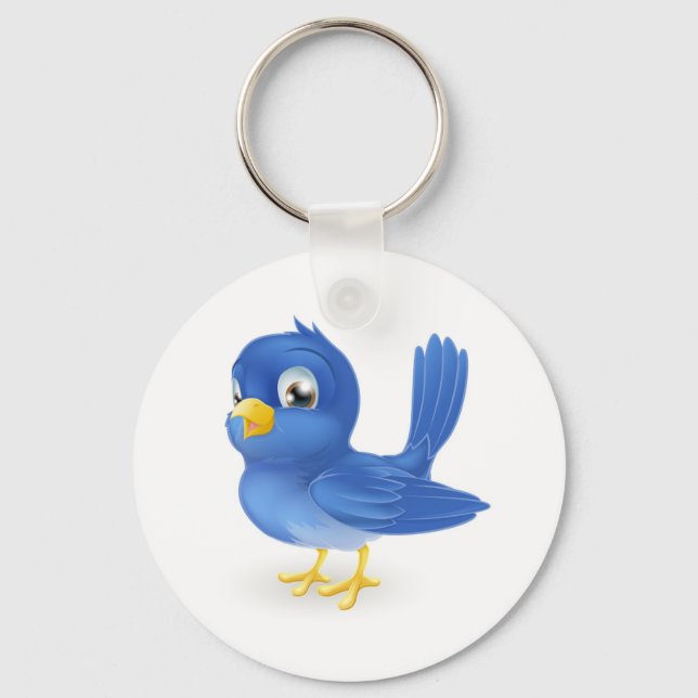 Cute cartoon bluebird key ring (Front)