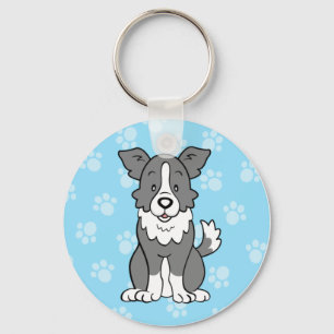 Cute Cartoon Border Collie Keychain