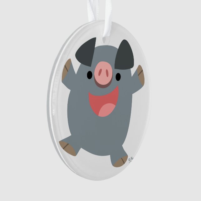 Cute Cartoon Bouncy Pig Acrylic Ornament (Front)
