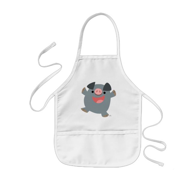 Cute Cartoon Bouncy Pig Children Apron (Front)