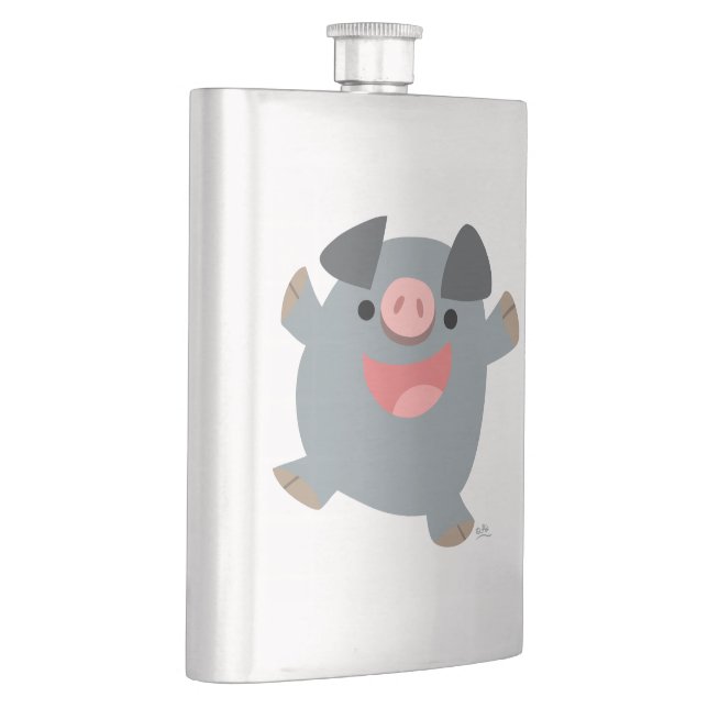 Cute Cartoon Bouncy Pig Classic Flask (Right)