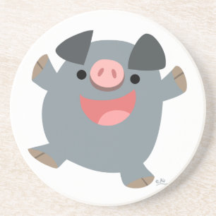 Cute Cartoon Bouncy Pig Coaster