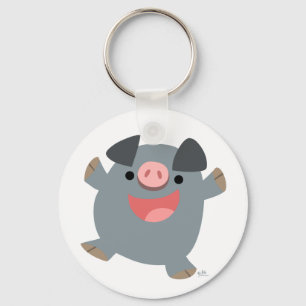 Cute Cartoon Bouncy Pig Keychain