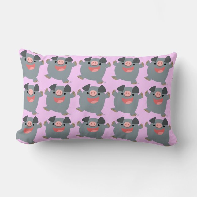 Cute Cartoon Bouncy Pig Lumbar Pillow (Front)