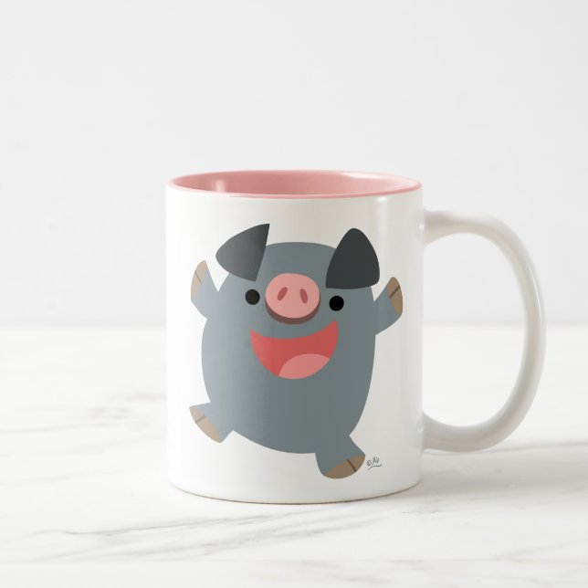 Cute Cartoon Bouncy Pig Mug (Right)