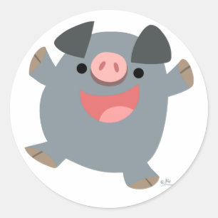 Cute Cartoon Bouncy Pig Sticker