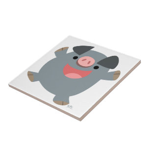 Cute Cartoon Bouncy Pig Tile