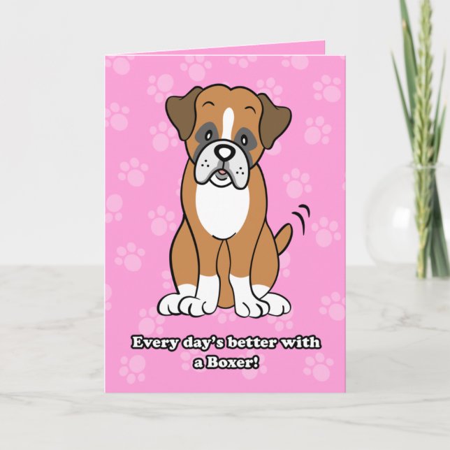 Cute Cartoon Boxer Greeting Card (Front)
