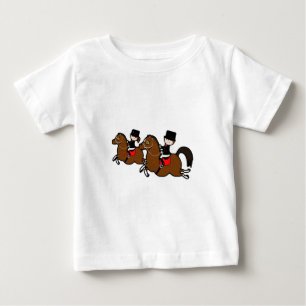 Cute cartoon boy girl riding dressage horses baby T-Shirt
