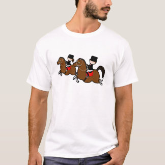Cute cartoon boy girl riding dressage horses T-Shirt
