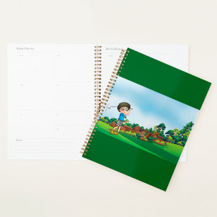 Cute Cartoon Boy Golfing Fun Golf Lover Design Planner