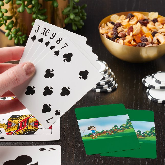 Cute Cartoon Boy Golfing Fun Golf Lover Design  Playing Cards (Creator Uploaded)