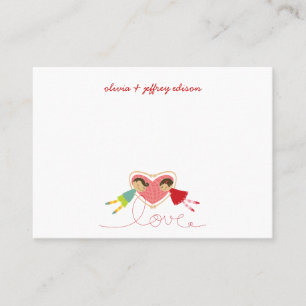 Cute Cartoon Boy Hearts Girl Love Valentine Party Place Card