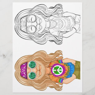 Cute Cartoon boy in hippe dress colouring page