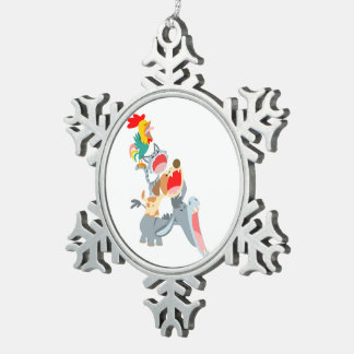 Cute Cartoon Bremen Town Musicians Pewter Ornament