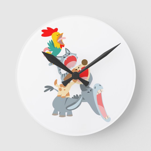 Cute Cartoon Bremen Town Musicians Wall Clock (Front)