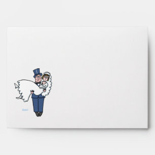 Cute Cartoon Bride and Groom Wedding Envelope