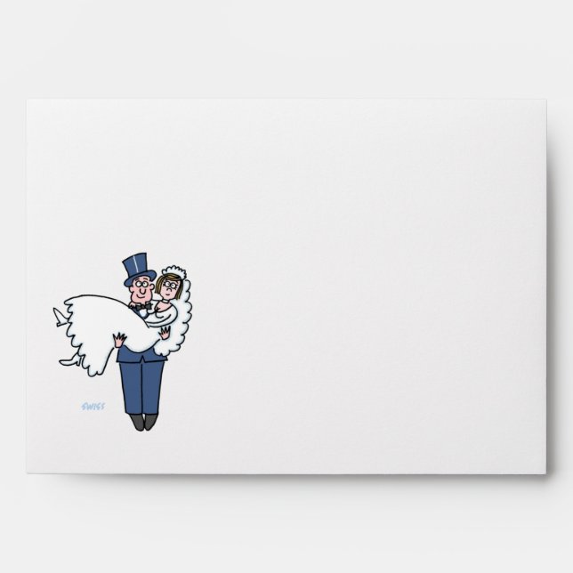 Cute Cartoon Bride and Groom Wedding Envelope (Front)