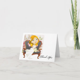 Cute Cartoon Bride Bridal Shower Thank You