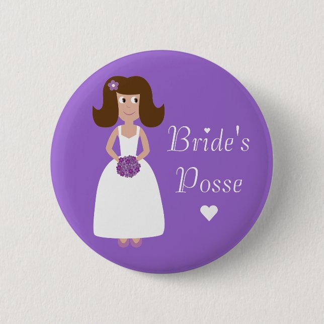 Cute Cartoon Bride's Posse Bachelorette Party 6 Cm Round Badge (Front)