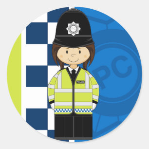 Cute Cartoon British Policeman Classic Round Sticker