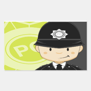 Cute Cartoon British Policeman Rectangular Sticker
