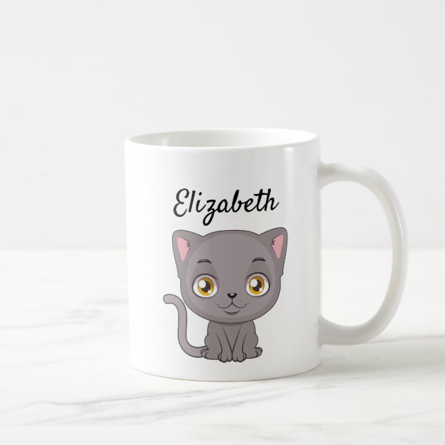 Cute Cartoon British Shorthair Cat Coffee Mug (Right)