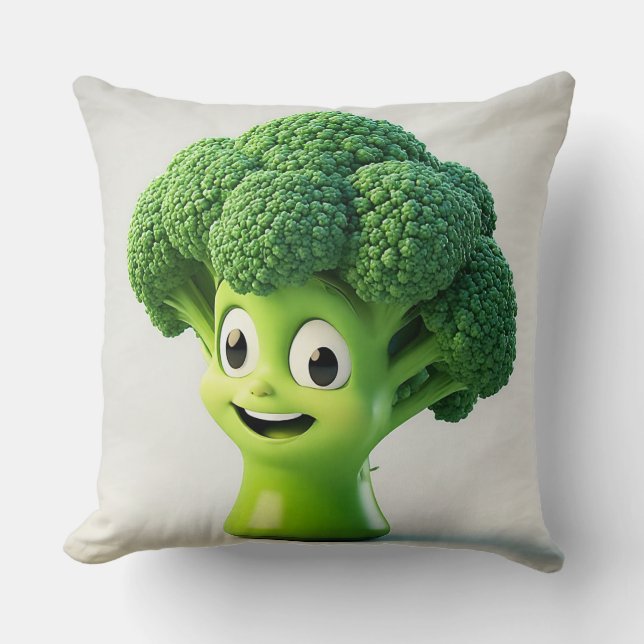 Cute Cartoon Broccoli Character Cushion (Front)