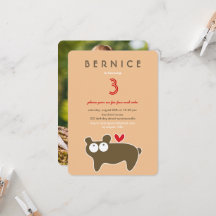 Cute Cartoon Brown Bear Kid's Birthday Party Photo