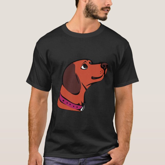 Cute Cartoon Brown Dog with Pink Collar  Sweet Pup T-Shirt (Front)