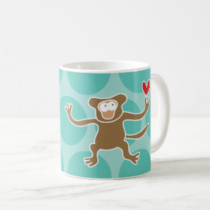Cute Cartoon Brown Monkey/Ape Fun Dots Children's Coffee Mug