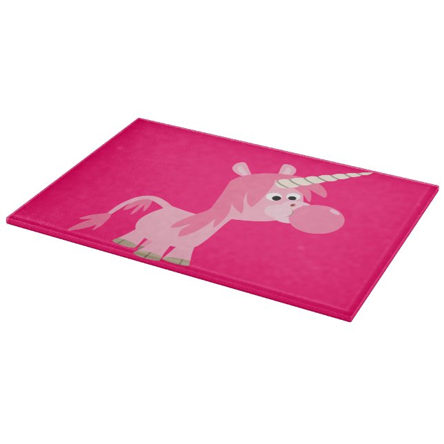 Cute Cartoon Bubble Gum Unicorn Cutting Board (Corner)