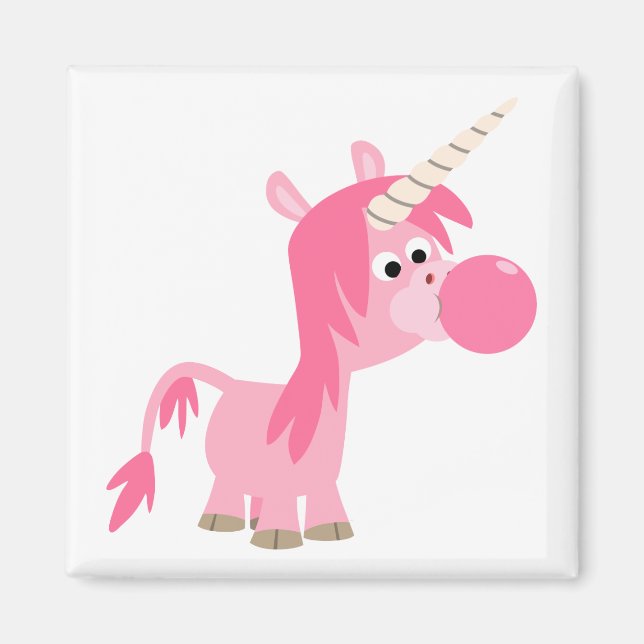 Cute Cartoon Bubble Gum Unicorn Magnet (Front)