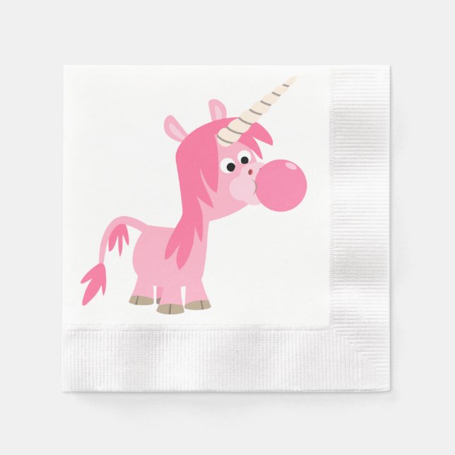 Cute Cartoon Bubble Gum Unicorn Paper Napkins (Front)