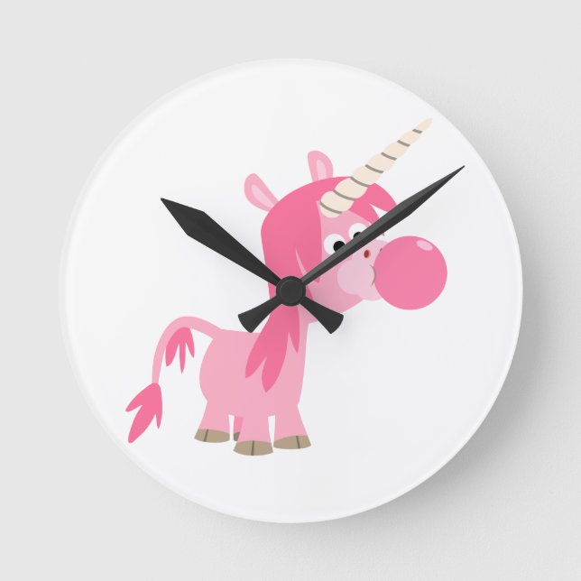 Cute Cartoon Bubble Gum Unicorn Wall Clock (Front)